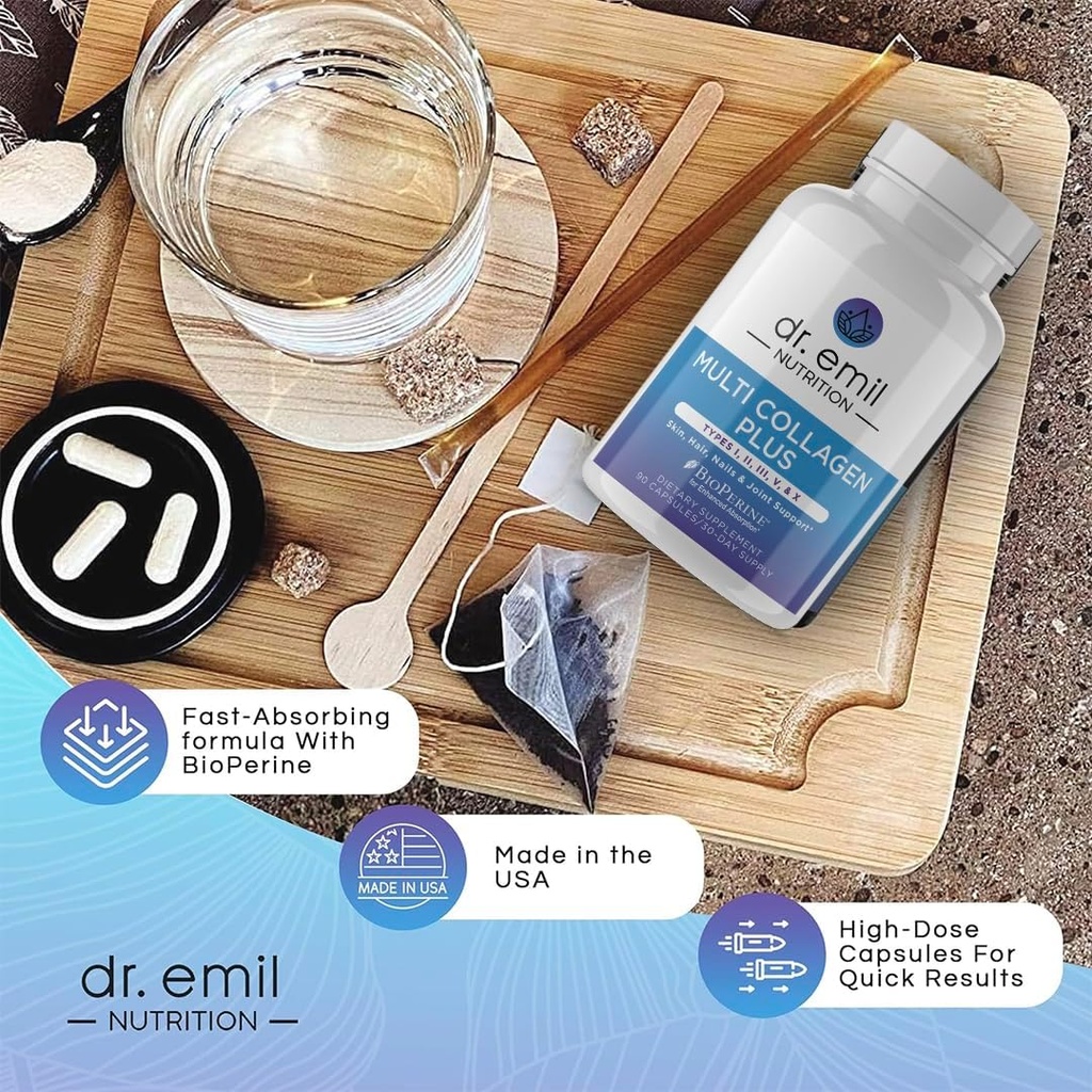 DR. EMIL NUTRITION Complete Multi Collagen Bundle - Double The Collagen & Double The Hair, Skin & Nails Benefits - Collagen Peptide Pills & Collagen Powder Bundle (15 Servings) 5