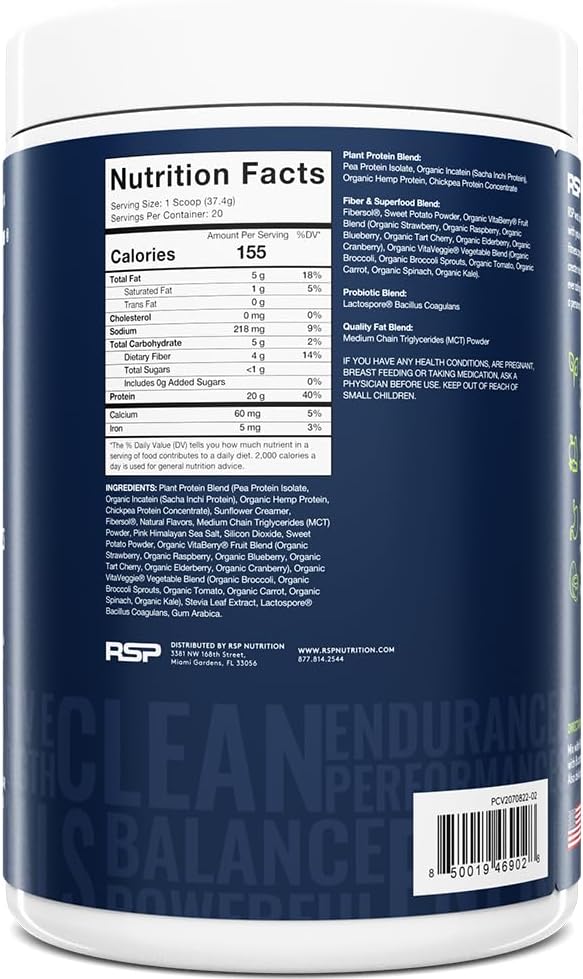 RSP TrueFit Vegan Protein Powder Meal Replacement Shake, Plant Based Protein + Organic Fruits & Veggies, Fiber & Probiotics, Gluten Free, Dairy Free 4