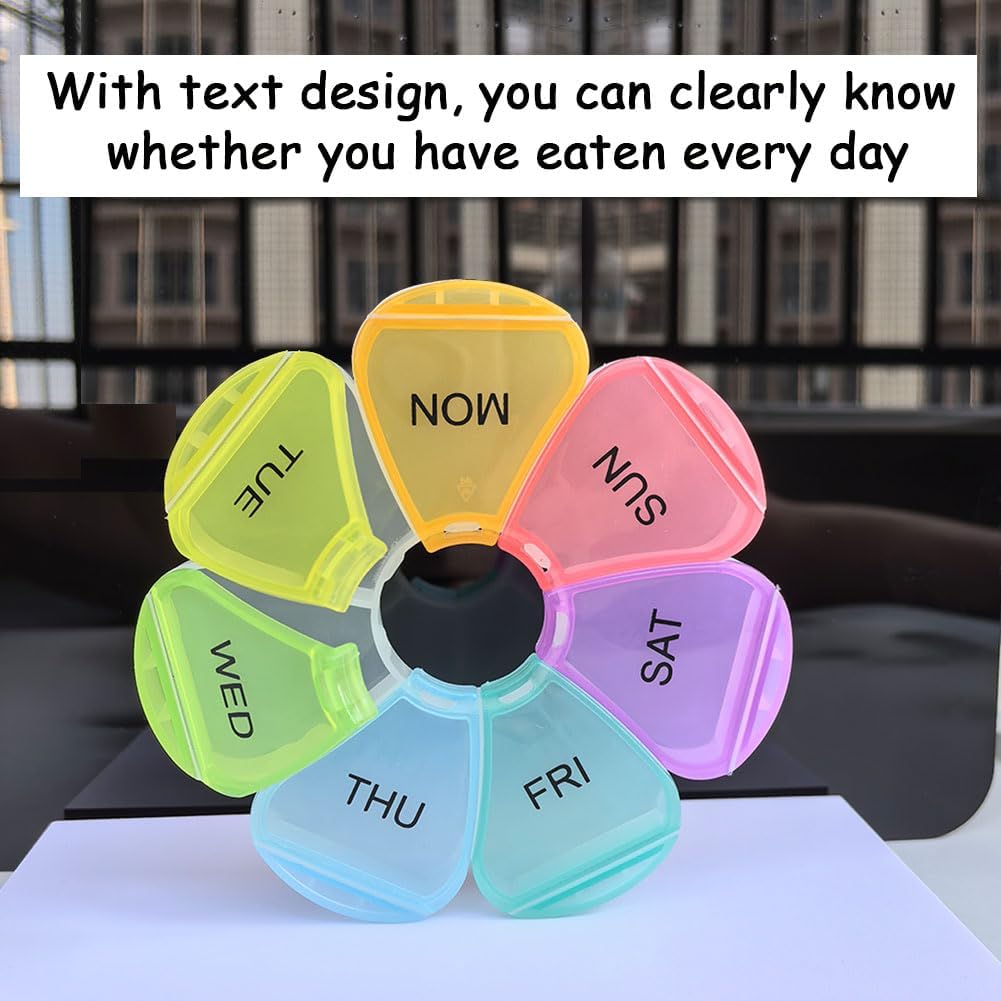 Weekly Pill Organizer 7 Day, Large Daily Pill Cases, Pill Box, Pill Holder, Pill Dispenser, Travel Pill Organizer for Vitamins, Fish Oils, Supplements (Colorful) 3