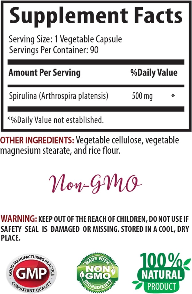 spirulina and chlorella capsules - energy bits spirulina chlorella tablets - SPIRUILINA 500MG - spirulina tablets - spirulina and chlorella powder organic - Spirulina Herbal Supplements - 1 bottle 3