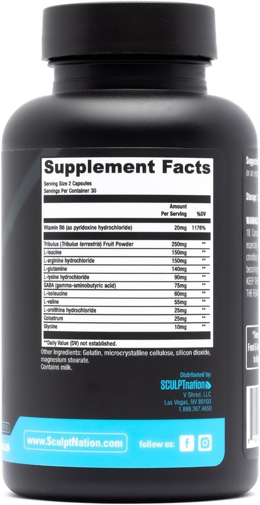 Sculpt Nation by V Shred L Arginine, Tribulus Terrestris & Amino Acids and Apple Cider Vinegar Bundle 6