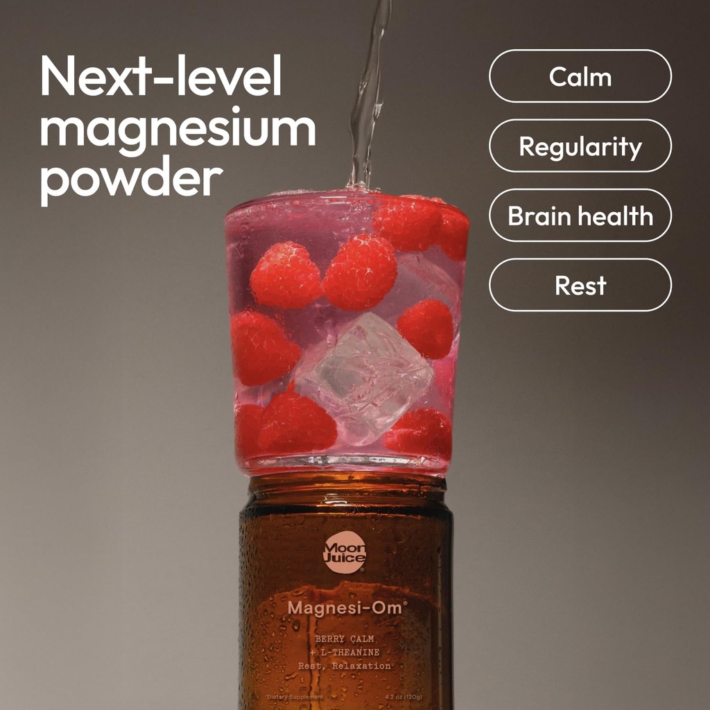 Moon Juice - Magnesi-Om, Berry & Blue Lemon - Sticks (14 Servings) - Support Brain Health, Rest - Magnesium Powder - L-Theanine - Regularity - 100% Traceable - Vegan, Non GMO - 0.14oz 3