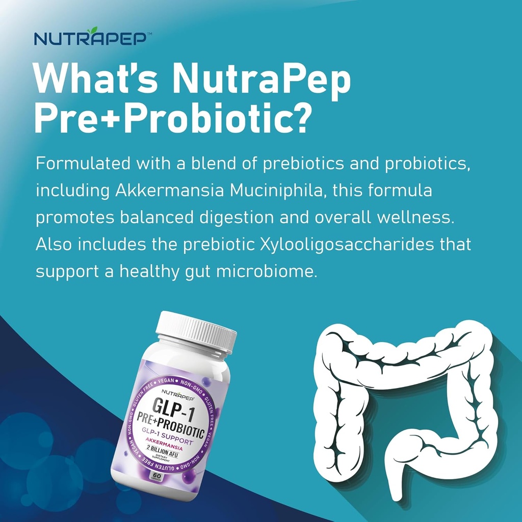 Akkermansia Muciniphila GLP-1 Probiotic Supplements - 2 Billion AFU with Xylooligosaccharides XOS Clostridium Bifidobacterium Increases GLP1 Production - Gluten Free Vegan Capsules for Men Women 6