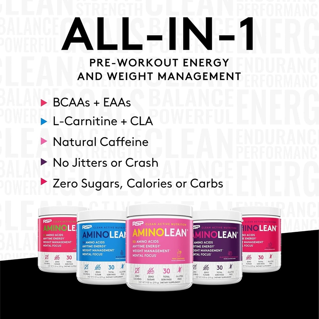 RSP NUTRITION AminoLean Pre Workout Energy (Watermelon 30 Servings) with AminoLean Recovery Post Workout Boost (Blood Orange 30 Servings) 5