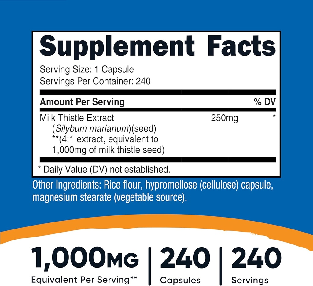 Nutricost Milk Thistle 1,000mg Equivalent, 240 Capsules (3 Pack) - 250mg of 4:1 Extract - Vegan, Non-GMO and Gluten Free 3