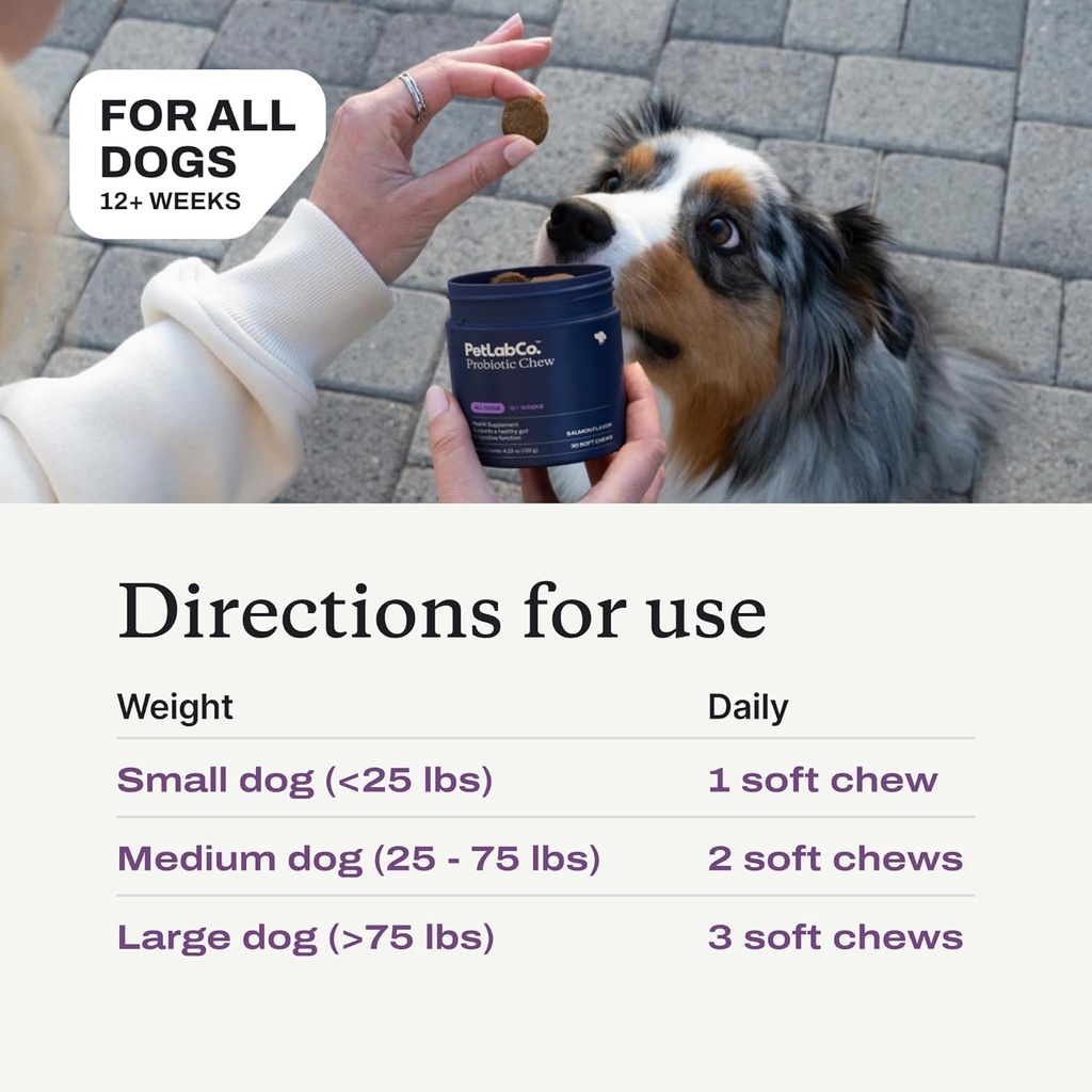 PetLab Co. Paw & Probiotic Bundle: Dog Paw Balm to Support Dry, Cracked Paws 2.4 Ounces & Dog Probiotics for Gut Health, Seasonal Allergies, Skin & Ear Yeast 30 Count 3
