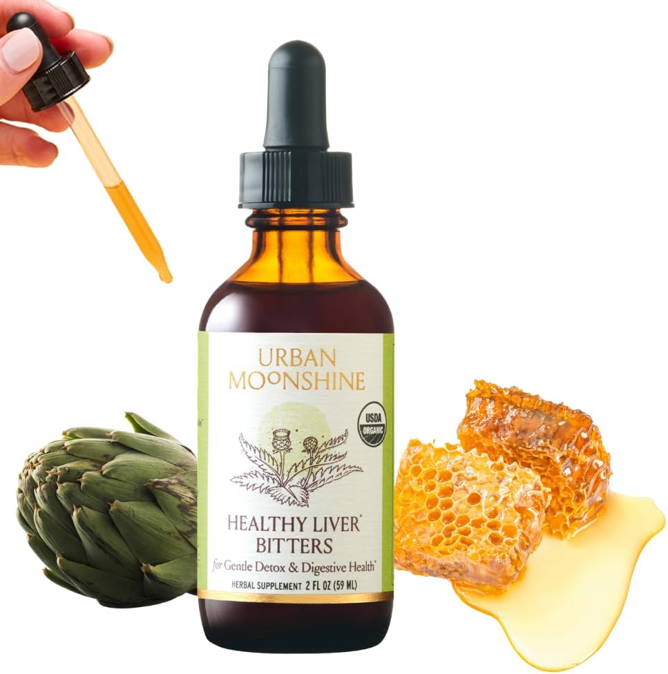 Urban Moonshine Healthy Liver Bitters - Liver Support - Detox - Bile Production - Gut Health - Artichoke - Dandelion - Gentle Detox* -Organic- 2 Fl Oz 2
