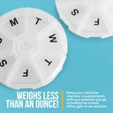 Weekly Pill Organizer - (Pack of 2) 7 Day Pills Container, Round Medicine Organizer Box, Daily Week Pill Reminder Case Travel Friendly, BPA-Free Vitamin, Supplement, Fish Oil, Medication Planner 6