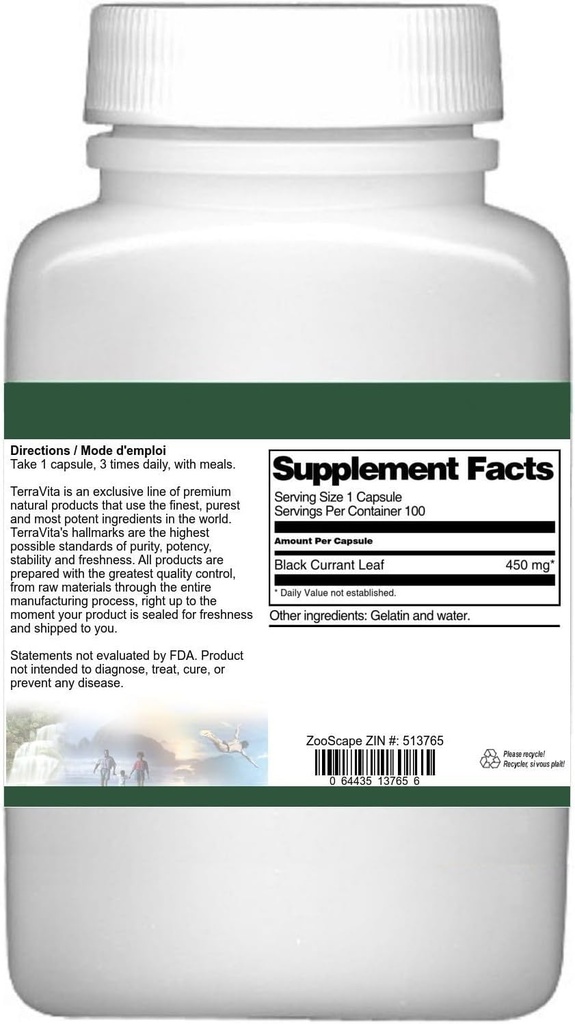 Black Currant (Cassis) Leaf - 450 mg (100 Capsules, ZIN: 513765) 4