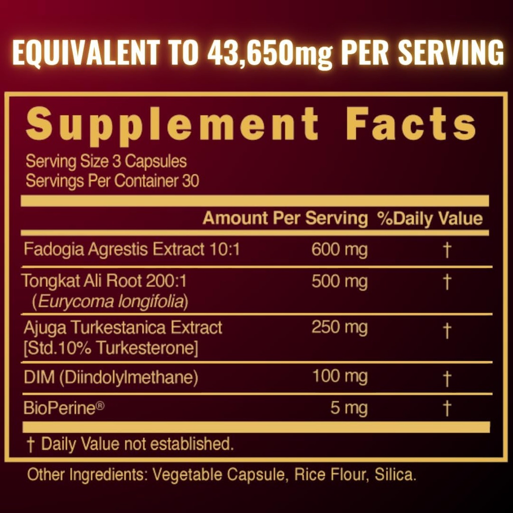 43,650mg Fadogia Agrestis for Men, Turkesterone Supplement for Men, Tongkat Ali for Men, DIM Supplement for Men - Male Enhancing Supplement 5