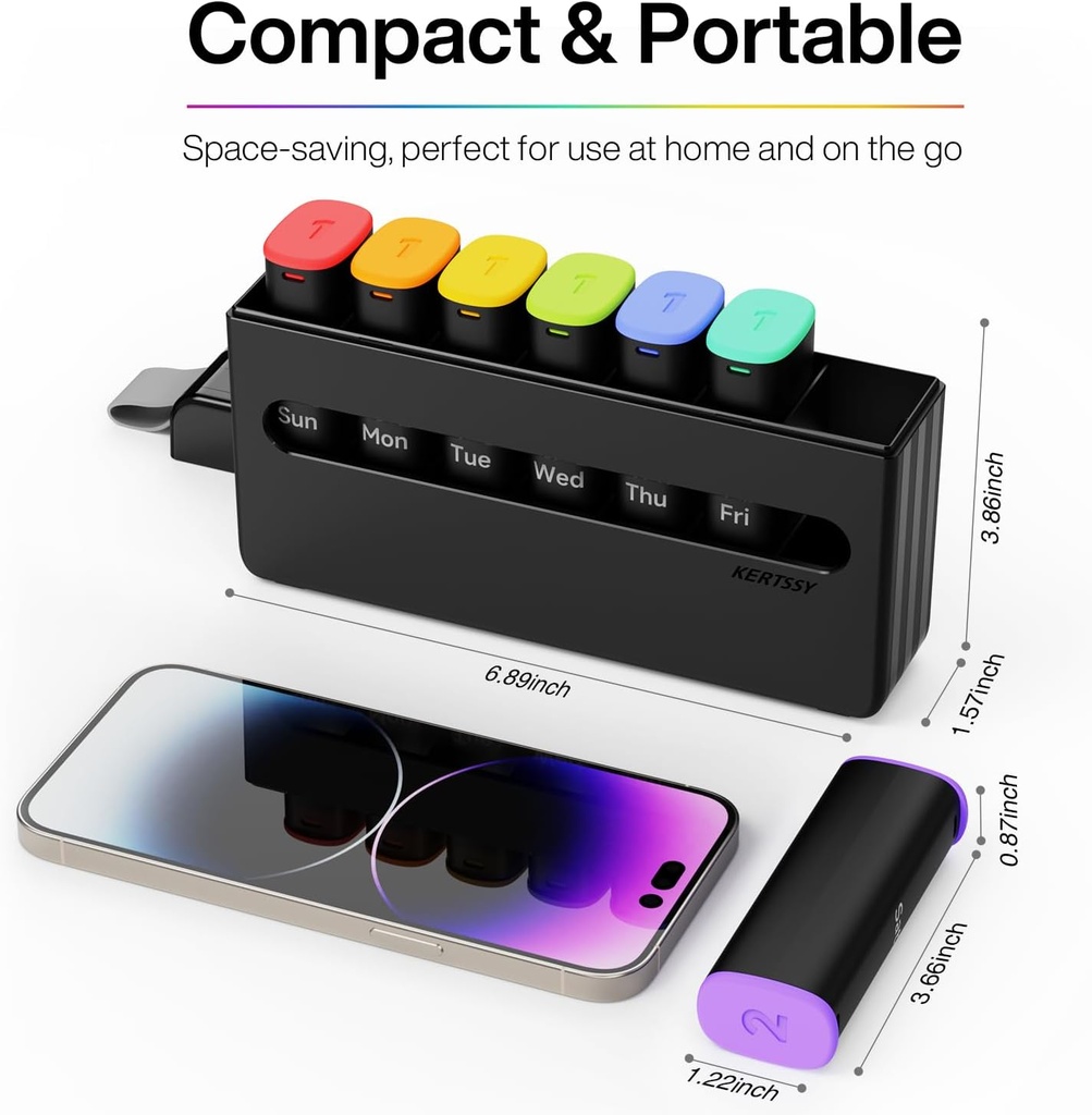 Weekly Pill Organizer 2 Times a Day - Am Pm Pill Box 7 Day, Large Twice Medicine Pill Case for Daily Medication, Vitamins, Fish Oils, Supplements Portable Week Pill Holder Container, Opaque Black 5