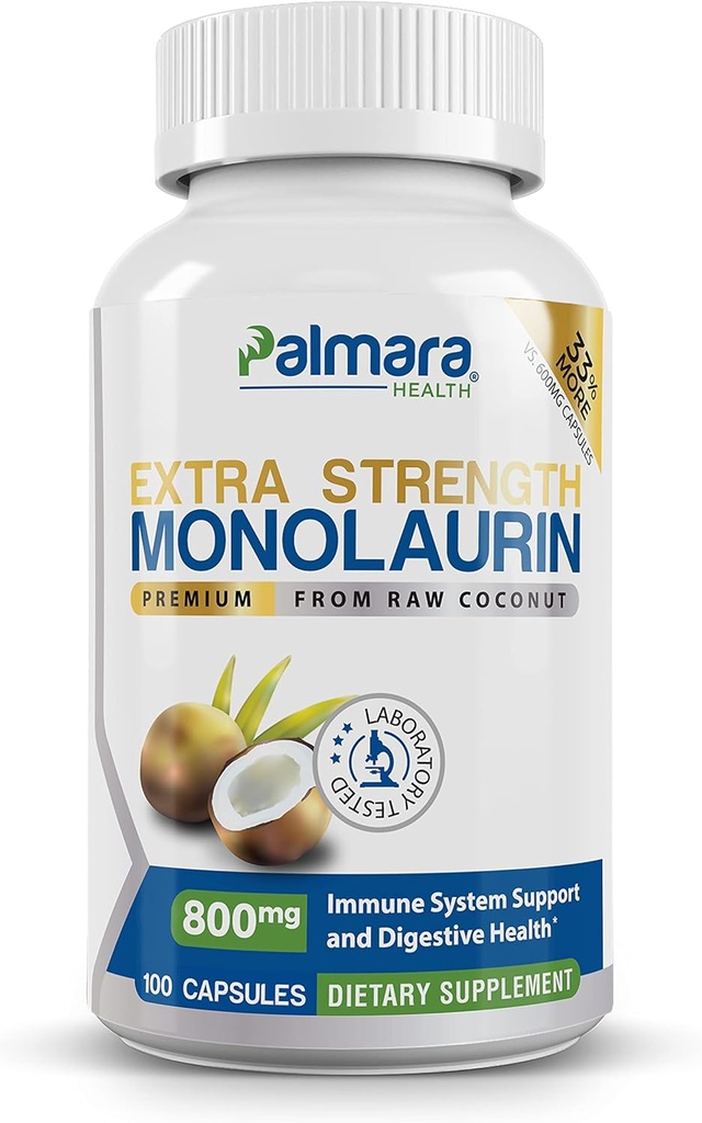 Palmara Health Extra Strength Monolaurin 1,600mg per Serving, 800mg per Capsule 2