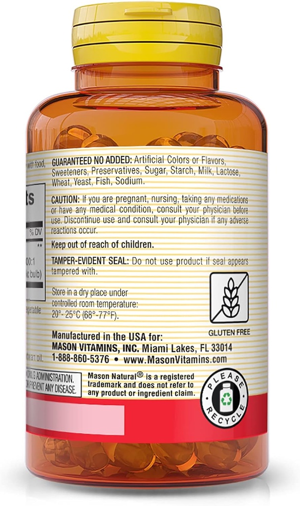 MASON NATURAL Garlic Oil 500 mg Odorless Allium Sativum Supplement – Supports General Wellness, 100 Softgels (Pack of 3) 4