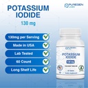 Potassium Iodide Tablets 130 mg EXP 07/2025, Kosher Iodine Tablets, Thyroid Support – 3 Pack | 180 Tablets Total 5