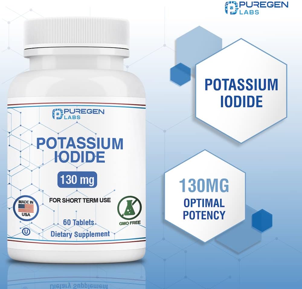 Potassium Iodide Tablets 130 mg EXP 07/2025, Kosher Iodine Tablets, Thyroid Support – 3 Pack | 180 Tablets Total 6