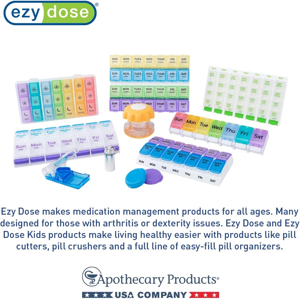 EZY DOSE 7-Day Weekly Pill Organizer, Daily Medicine Container and Vitamin Planner, Round Supplement Case, Compact Travel Friendly, Portable Storage Sorter, 7-Sided Circle, Blue BPA Free 6