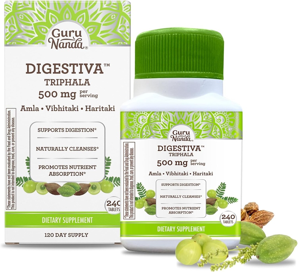 GuruNanda Black Seed Oil, Cold-Pressed Nigella Sativa - Rich in Vitamin D3 5000 Units & Digestiva Triphala (240 Tablets), Supports Digestion, Helps with Bloating 6