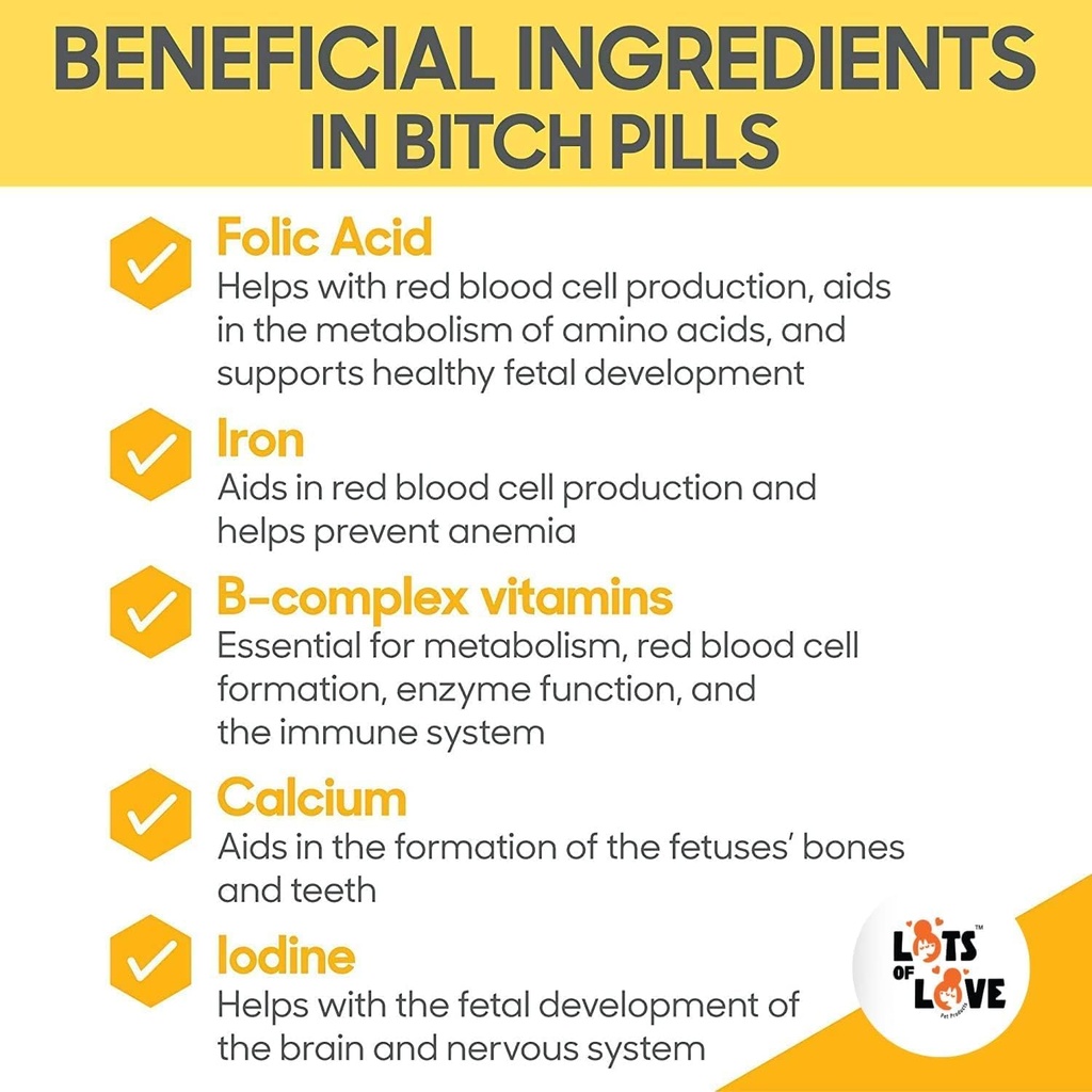 Bitch Pills - Pregnant Dog Prenatal Vitamins - 45 Tablets 3