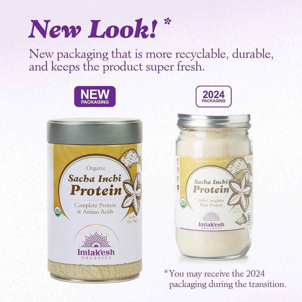Imlakesh Organics Sacha Inchi Protein, Powder (12oz Metal Jar) 5