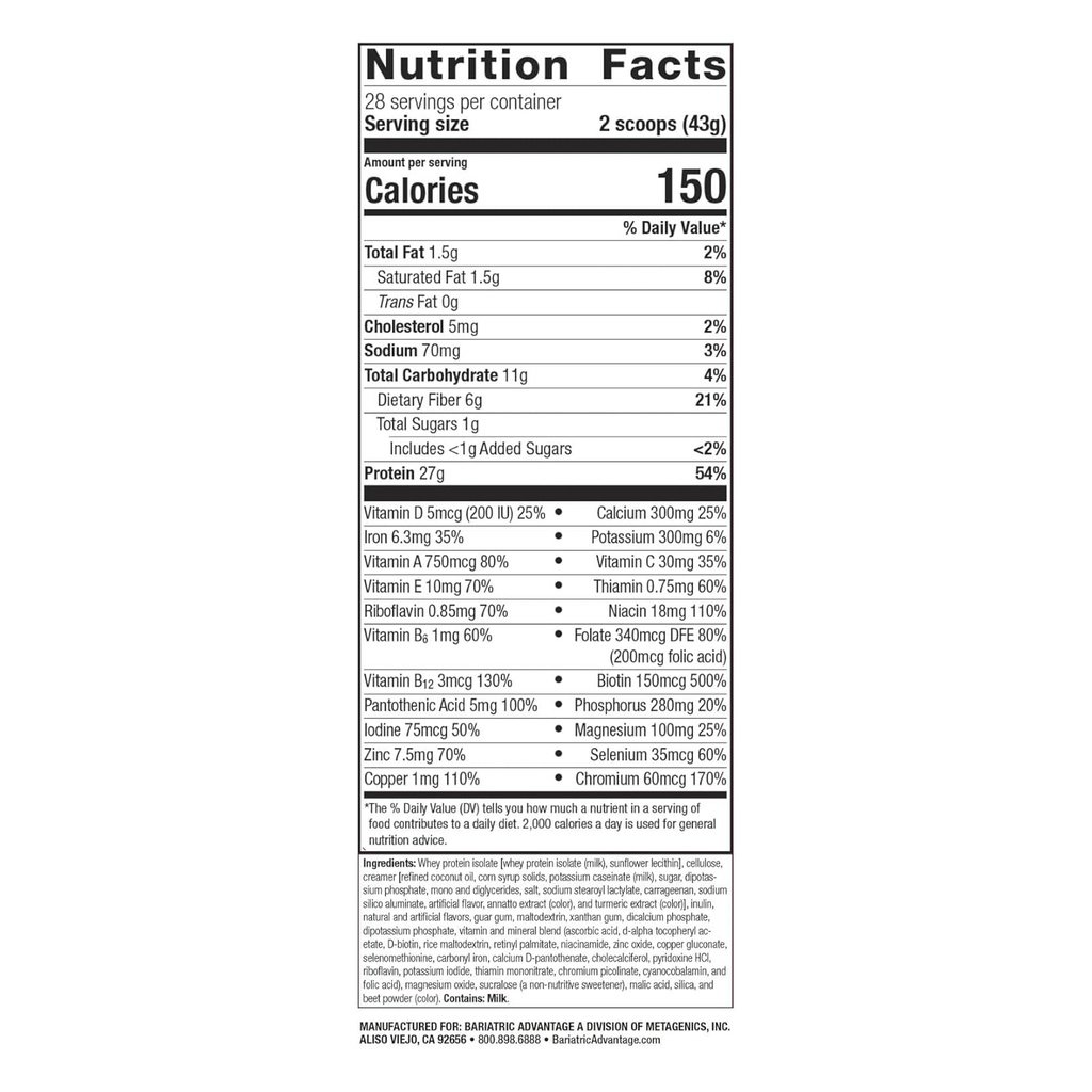 Bariatric Advantage High Protein Meal Replacement Drink Mix, Protein Powder Whey Isolate for Gastric Bypass and Sleeve Gastrectomy Patients, 27g Protein, Lactose Free - Strawberry - 28 Servings 3