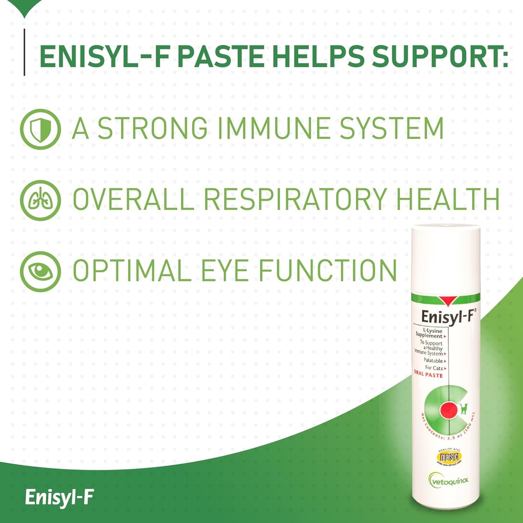 Vetoquinol Enisyl-F Oral Paste: L-Lysine Supplement for Cats - Tuna Flavor, 3.5oz (100mL) Pump 3