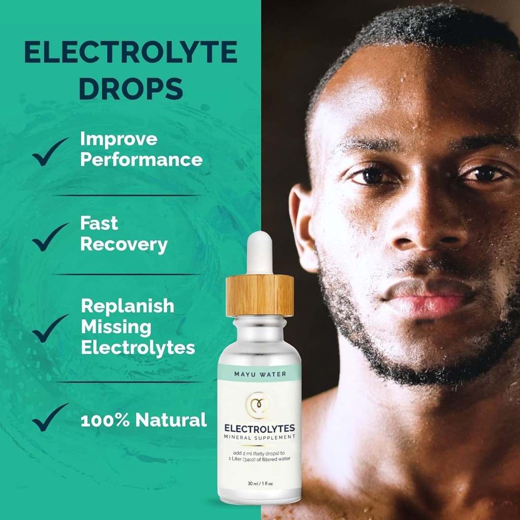 MAYU Electrolyte Water Drops - Fast Absorption Mineral Drops for Drinking Water, Hydration Essential Minerals Mix - 100% Pure Natural Minerals, Dehydration Solution, Sugar Free Electrolytes -30 ml (1) 4