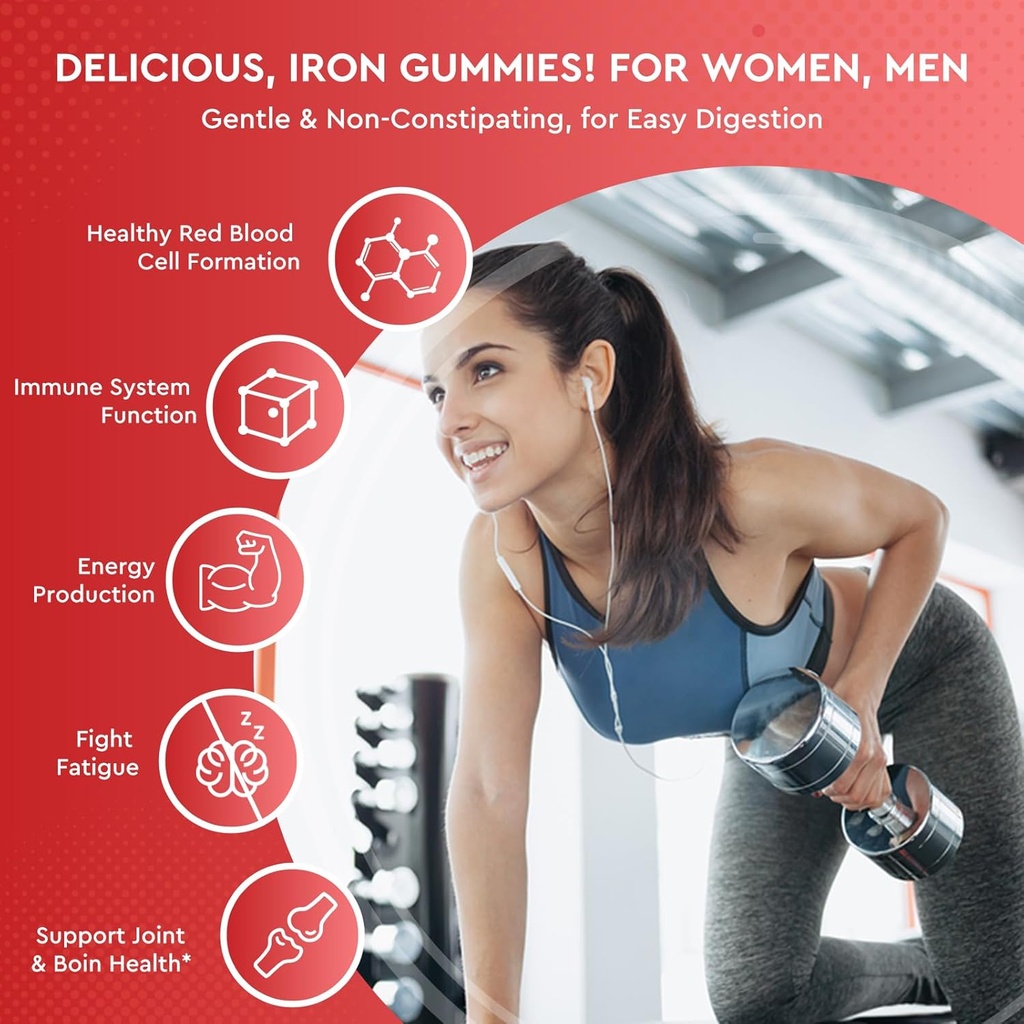Iron Gummies Supplement for Adults & Kids | Vitamin B12 Gummies | Bundle 5