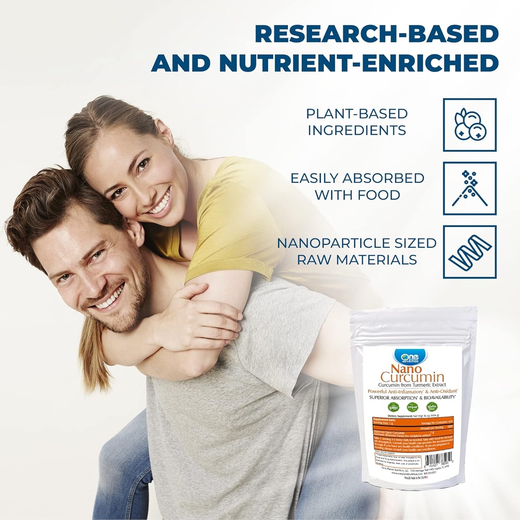 One Planet Nutrition Nano Curcumin Powder 8 oz (227 Servings), Pure Turmeric Extract, Nano for High Absorption, Supports Overall Vitality, Non-GMO, Vegan, Gluten-Free 6