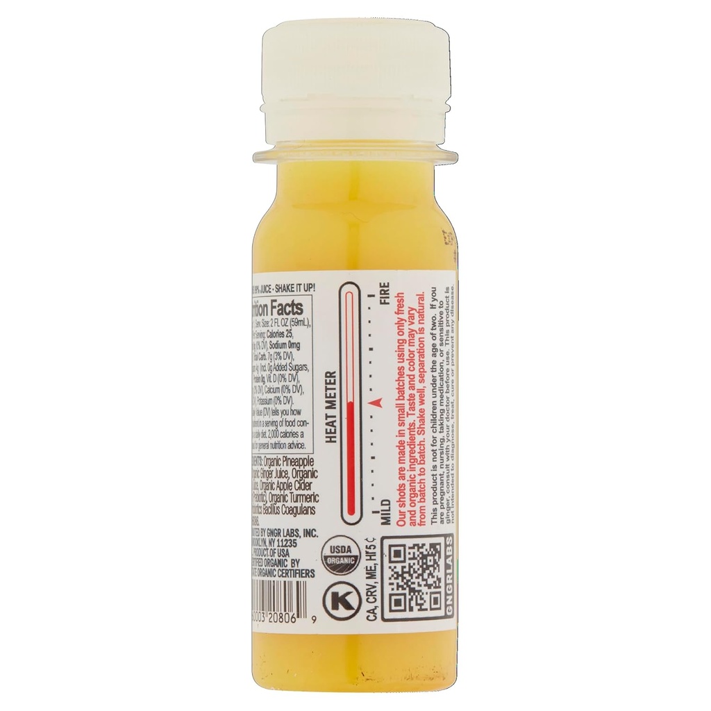 +GNGR Digestive Aid Organic Ginger Shots with Probiotics, Gut Health, Colon Cleanse, Bloating Relief, Gut Detox, Immunity Shots with Ginger Juice, Turmeric, Black Pepper. (2 Oz, Pack of 12) 5