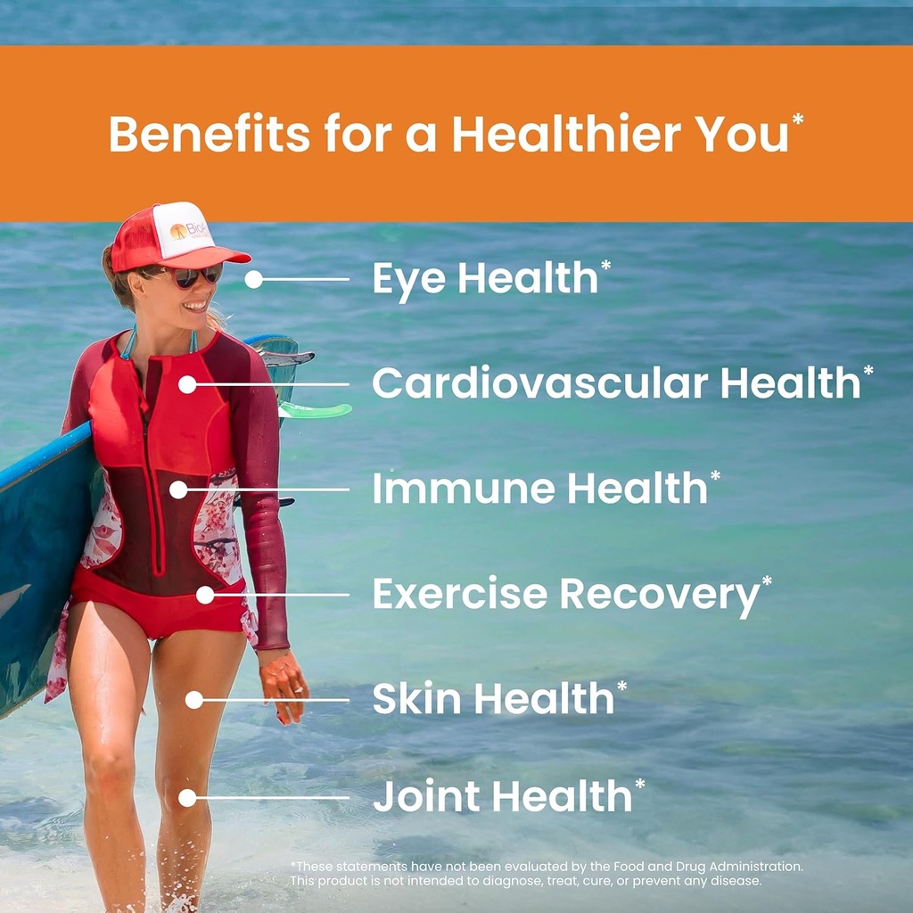 Nutrex Hawaii BioAstin Hawaiian Astaxanthin - 12mg, 60 Softgels - Farm-Direct Premium Antioxidant Supplement to Support Eye, Skin, Joint & Immune System Health - Non-GMO & Gluten-Free 6