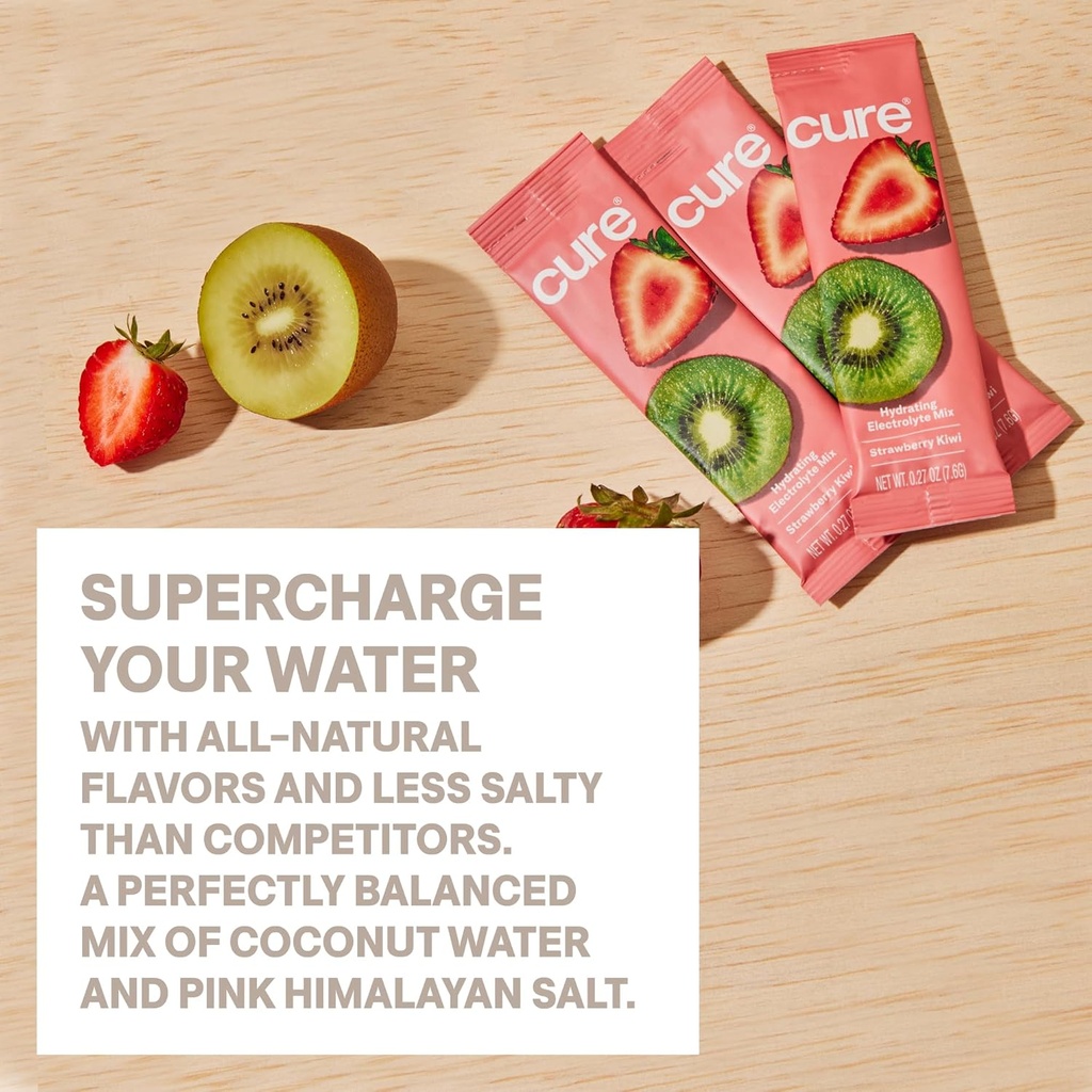 Cure Hydration | Plant-Based Electrolyte Drink Mix | No Added Sugar | Dehydration Relief Powder Made with Coconut Water | Non-GMO | Vegan | Box of 8 Packets - Blood Orange 6