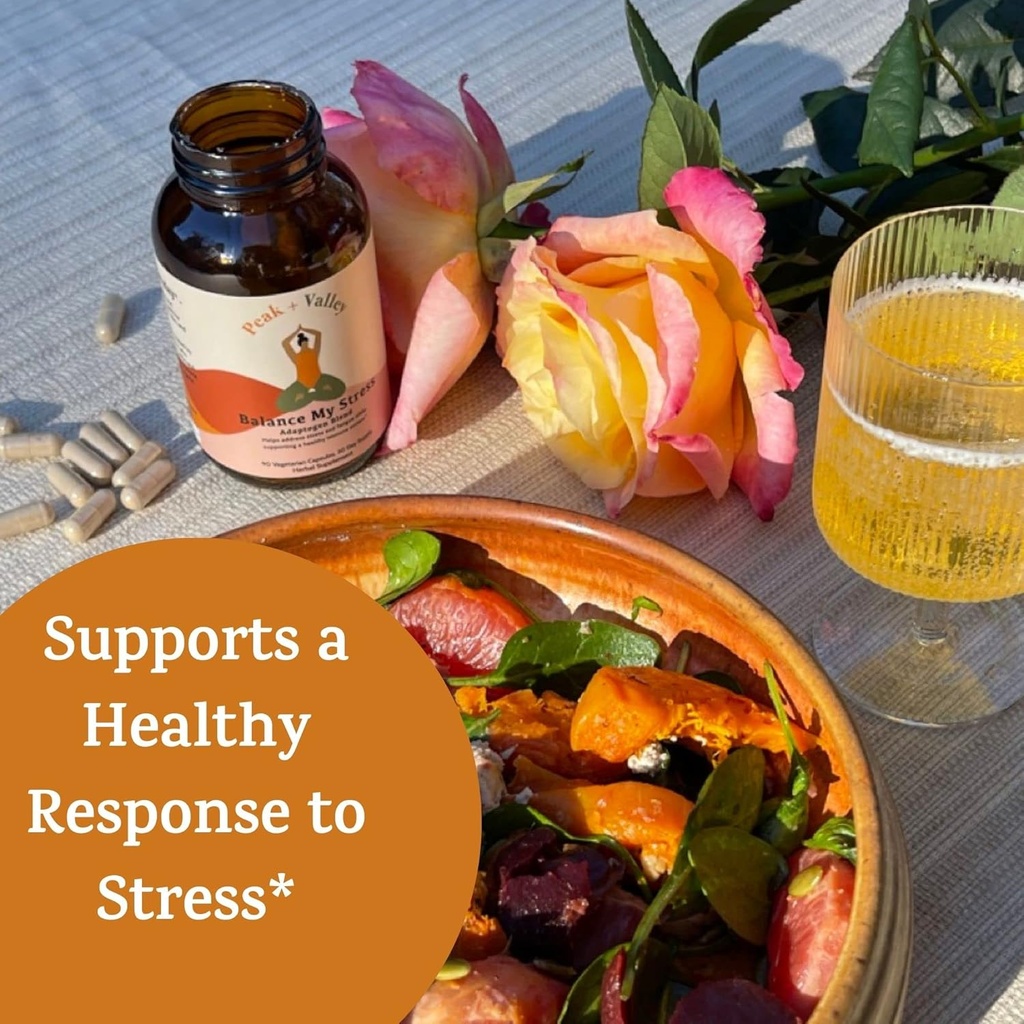 Peak + Valley Stress Relief Supplement for Mood Support Balance My Stress Capsules - Contains Adaptogens, Ashwagandha, Eleuthero Root, Reishi Mushroom Supplement - Natural Mood Stabilizer - 60 Ct 3