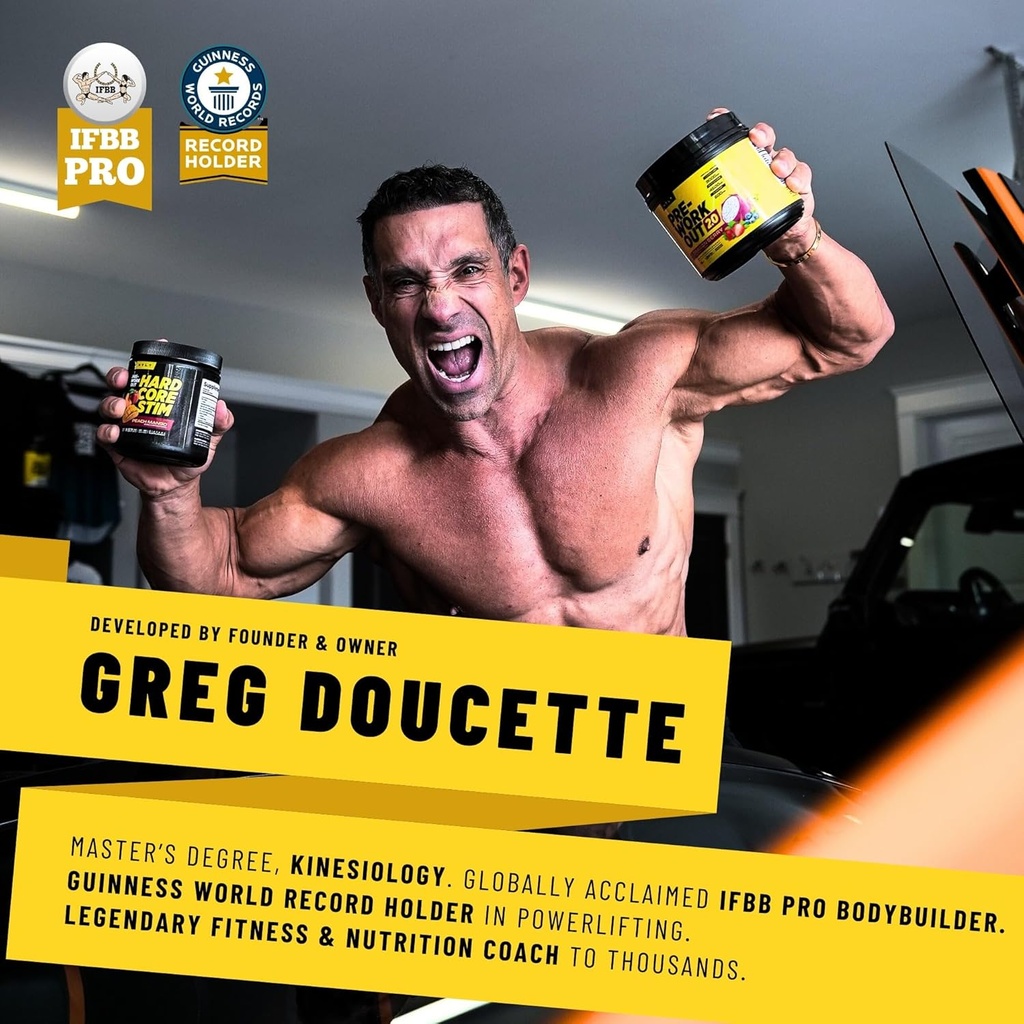 HTLT Hardcore Stim Pre-Workout Powder 11.57 Oz, 250mg Caffeine | 350mg Eria Jarensis Extract | 600mg DMAE (Grape) 2