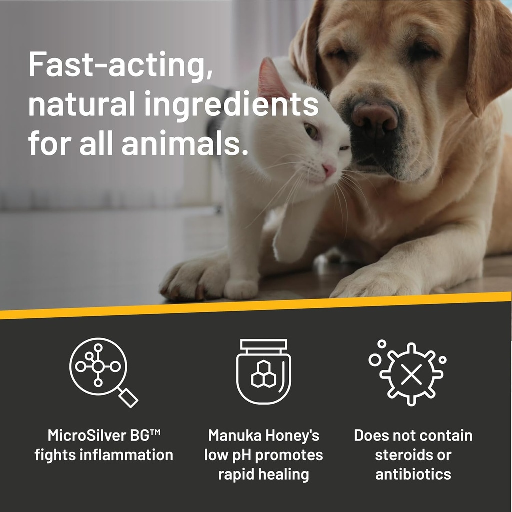 Absorbine Silver Honey Hot Spot & Wound Care Spray Gel 8oz Bottle, Manuka Honey & MicroSilver BG, Medicated for Dogs, Cats, Small Animals 5