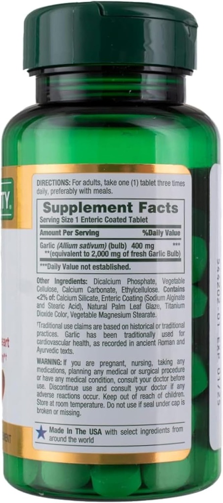 Nature's Bounty Garlic 2000mg, Tablets 120 ea (Pack of 3) 6