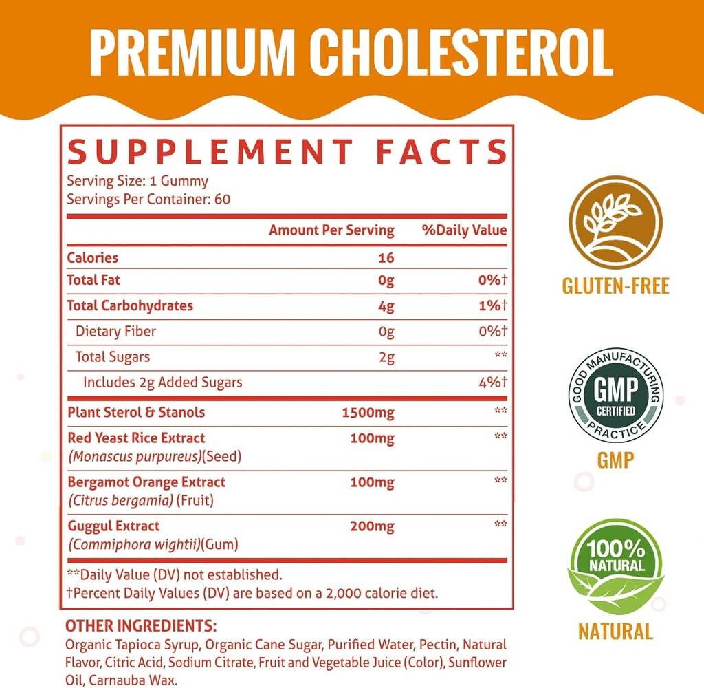 Cholesterol Supplements with 1500 Mg Plant Sterols & Stanols, Cholesterol Support Gummies, Cholesterol Complex Gummies, Maintains Normal Levels, Mixed Berry Flavor, 120 Count 3