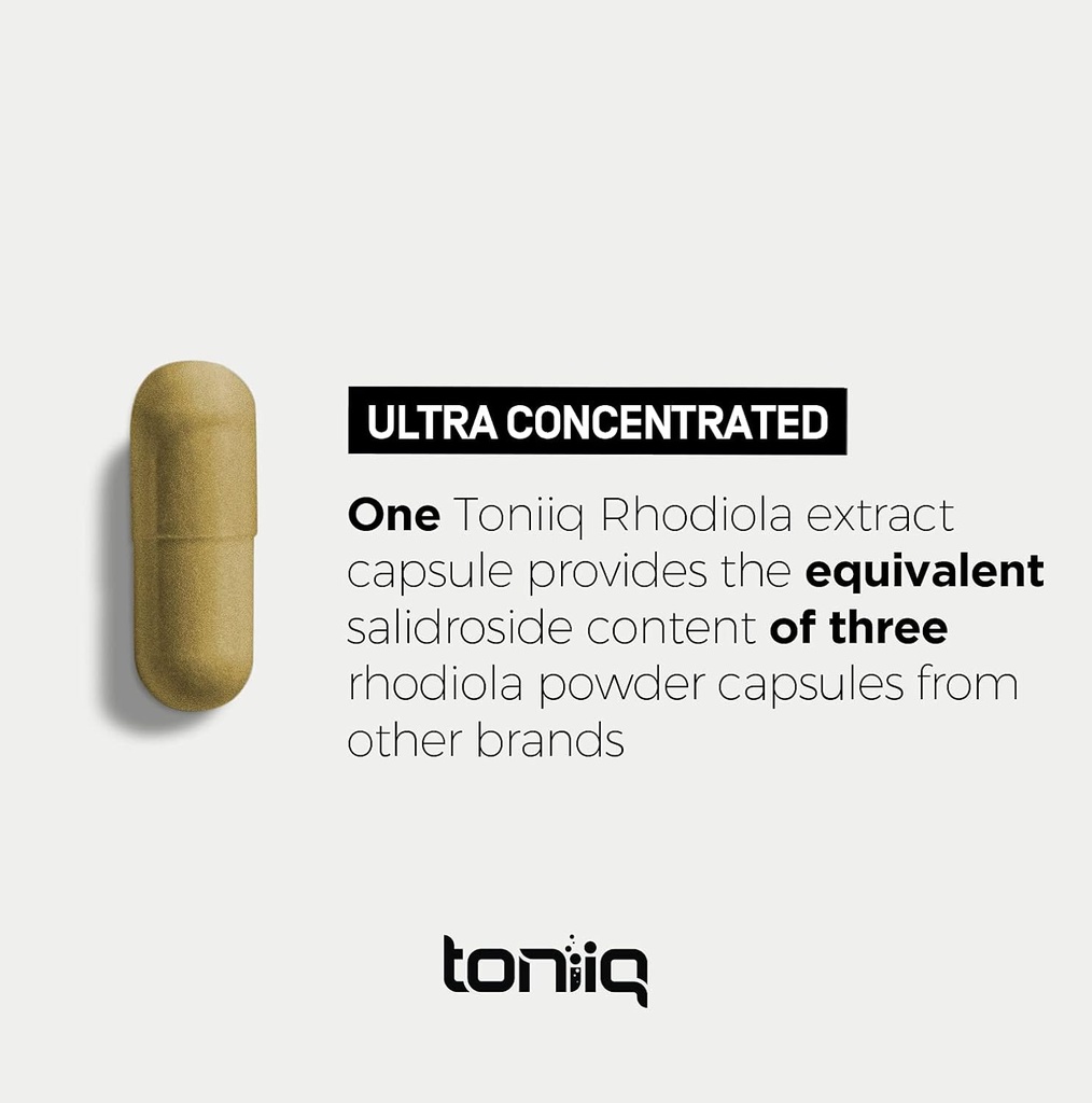 Toniiq Triple-Strength 600mg Rhodiola Rosea - 120 Capsules - 5% Salidroside Concentrated Extract - Highly Purified and Bioavailable 6