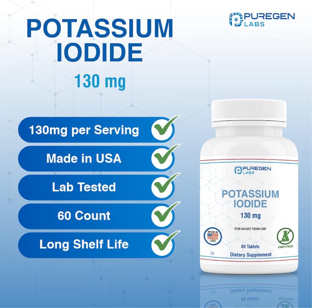 Potassium Iodide Tablets 130 mg EXP 10/2025, Kosher Iodine Tablets, Thyroid Support – 8 Pack | 480 Tablets Total 3