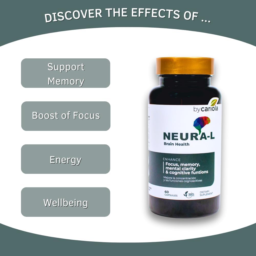 Neural-L Natural Brain Support Supplement 60 Caps - Mental Support – Memory Booster - Concentration - Natural Formula - Ashwagandha - L-Tyrosine - L-Theanine 3
