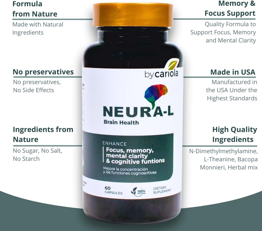 Neural-L Natural Brain Support Supplement 60 Caps - Mental Support – Memory Booster - Concentration - Natural Formula - Ashwagandha - L-Tyrosine - L-Theanine 6