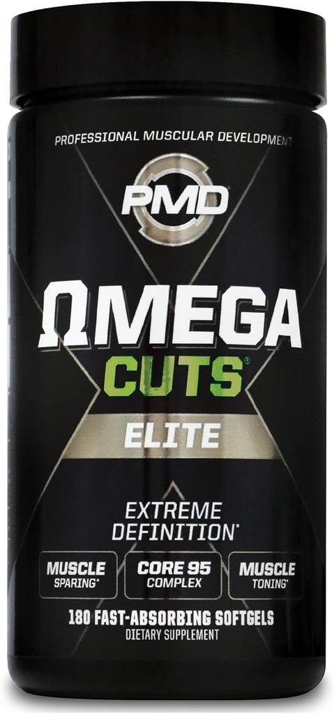 PMD Sports Omega Cuts Elite -Fat Loss-Muscle Defining Formula - Omega Fatty Acids, MCT's and CLA for Muscle Definition and Maintenance - Keto Friendly For Women and Men - Stimulant Free (180 Softgels) 2