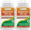 Best Naturals Magnesium 425 mg 180 Veggie Capsules - High Absorption Magnesium Glycinate & Magnesium Oxide Chelated, Non-GMO, Gluten Free Muscle Relax (180 Count (Pack of 2)) 2