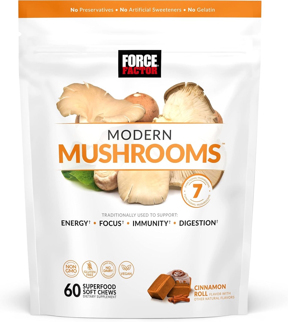 Force Factor Smarter Greens Superfood Chews, Greens and Superfoods with Probiotics & Modern Mushrooms Soft Chews, Mushroom Supplement with Lions Mane, Turkey Tail 6