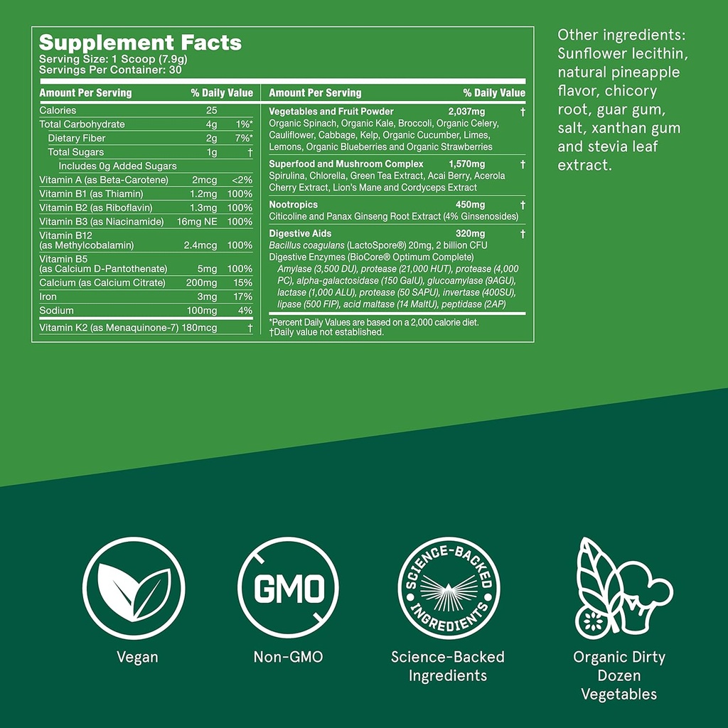 Bulletproof Greens, 8.4 Ounces and Vitamins A+D+K Gummies, 60 Count 3