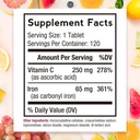 Doctor's Recipes Iron Supplement 65 mg with Vitamin C - Maximized Absorption & Stomach Friendly Iron Pills for Red Blood Cells Formation, Heart, Brain & Immunity Health - Vegan Non-GMO 120 Iron Tabs 3