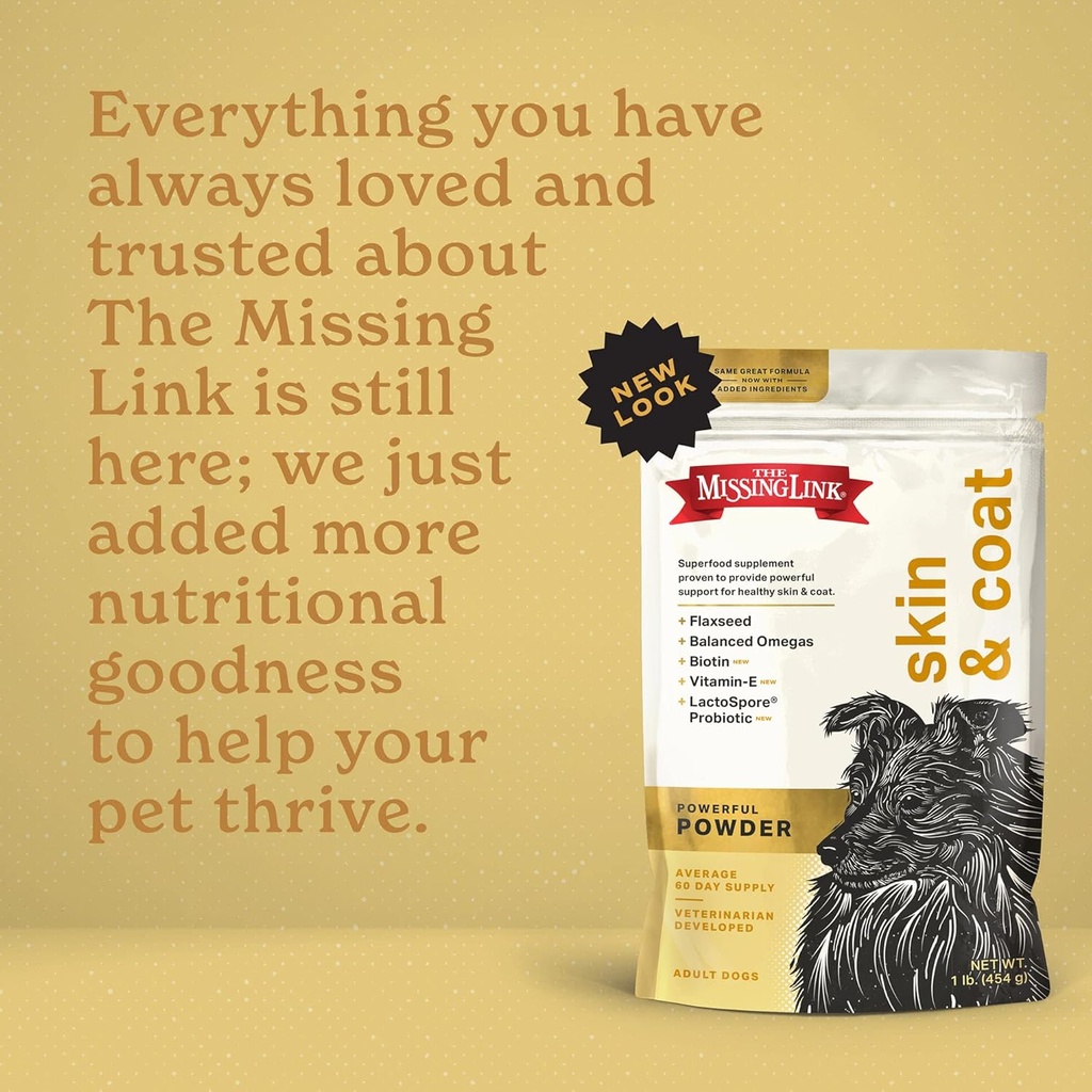 The Missing Link Skin & Coat + Probiotics Supplement 1lb Bag - Powerful Superfood Powder for Dogs Supports Healthy Skin & Glossy Coat, Promotes Hair Growth 6