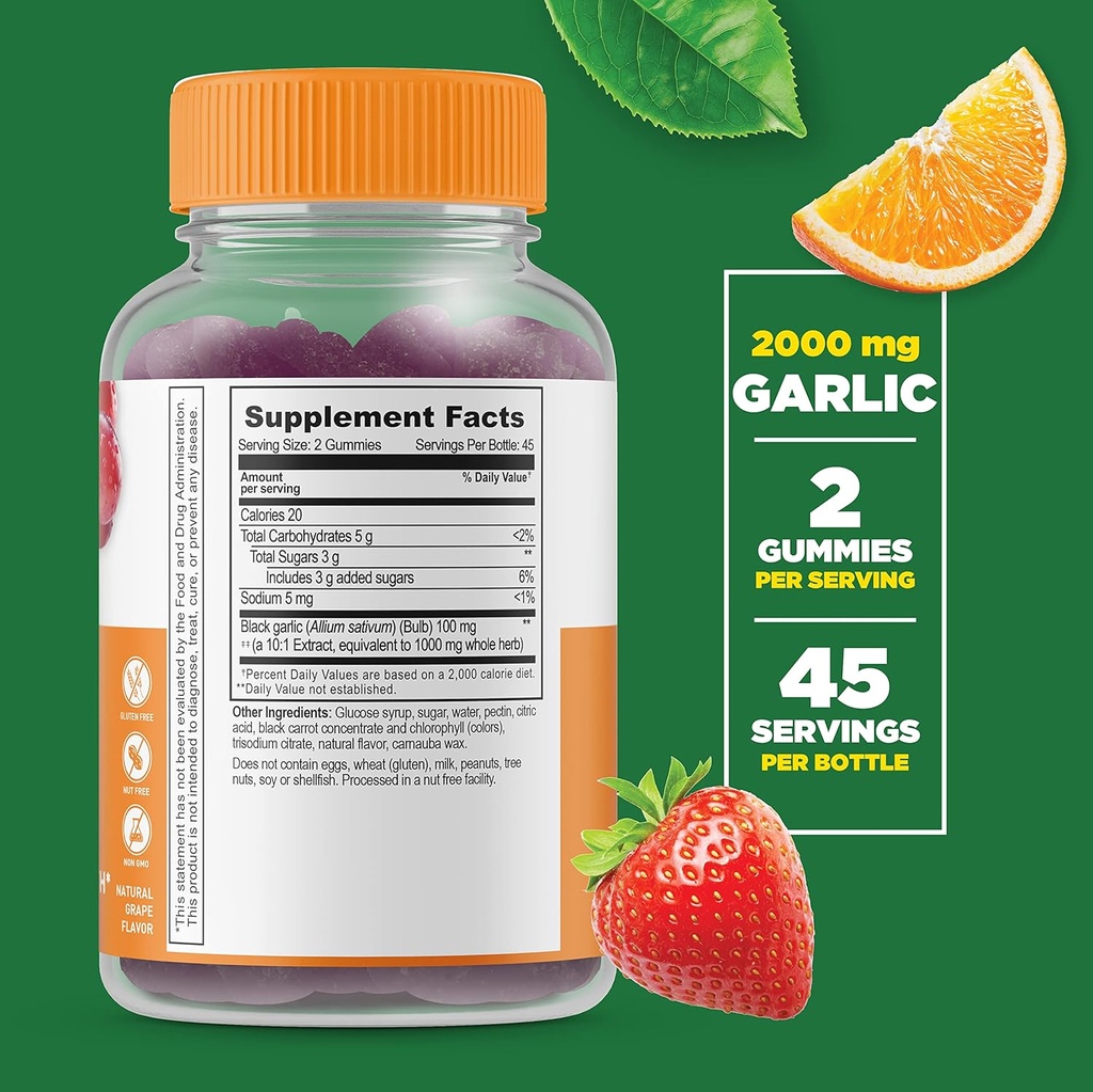 Lifeable Garlic 1000mg + Magnesium, Gummies Bundle - Great Tasting, Vitamin Supplement, Gluten Free, GMO Free, Chewable Gummy 3