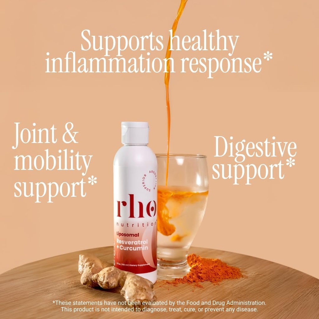 Rho Nutrition Liposomal Curcumin + Resveratrol (3 Pack) – Ultra High Absorption Liquid Curcumin Supplement – Promotes Joint Comfort, Mobility, Cellular Health and Overall Well-Being 3