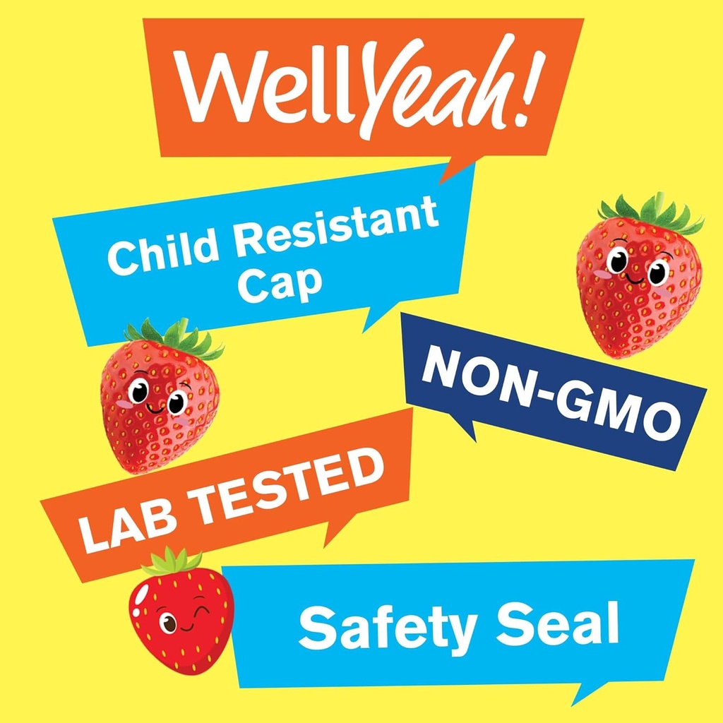 WellYeah Kid's Vitamin B12 1000mcg Sugar Free Gummies | Dietary Supplement | for Energy and Metabolism Support | Strawberry Flavor | 60 Count 4