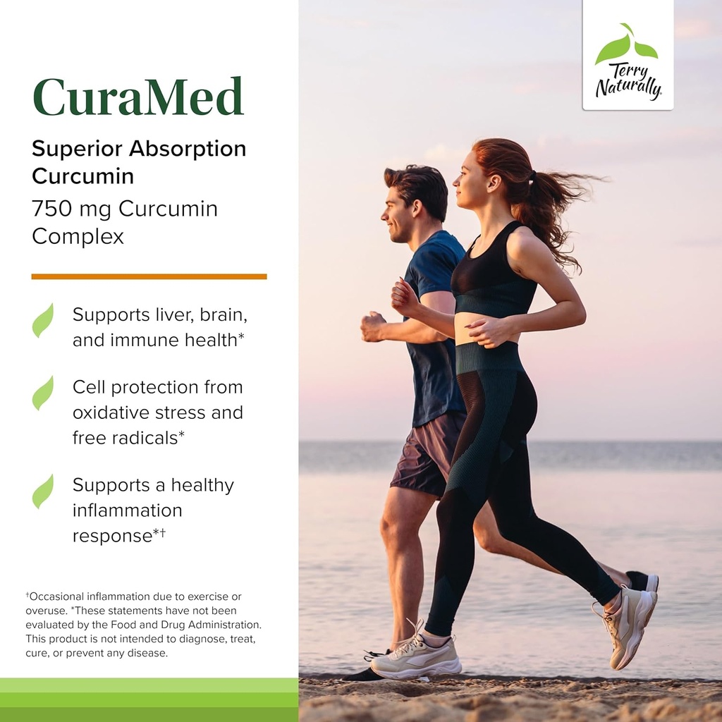 Terry Naturally CuraMed 750 mg - Antioxidant Supplement for Brain & Heart Health - Supplement with High-Potency Curcumin Complex - Kidney, Liver & Immune Health Support - 120 Softgels (Pack of 2) 4